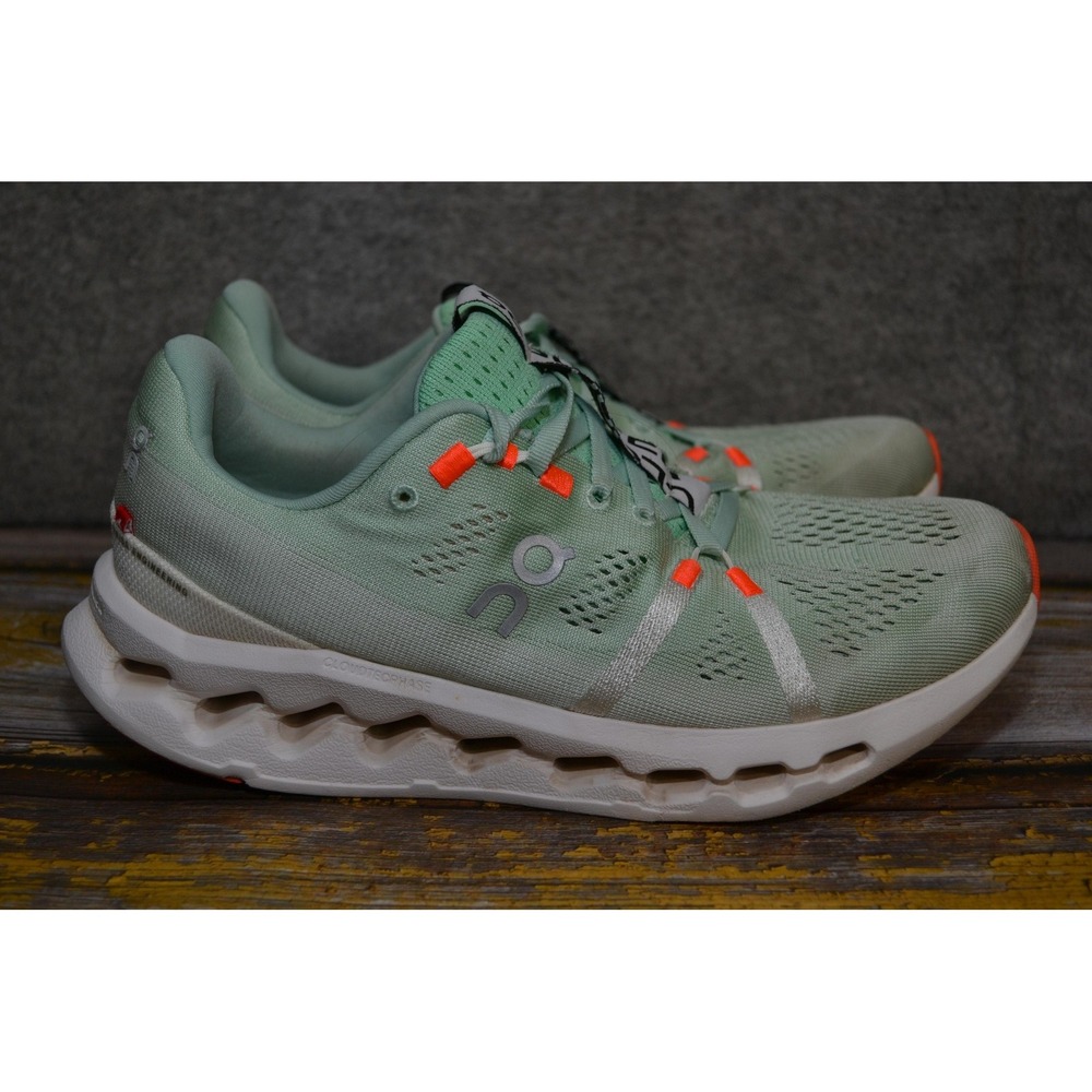 On Running Cloudsurfer Shoes Womens Size‎ 8 Green Orange Road Running CloudTec